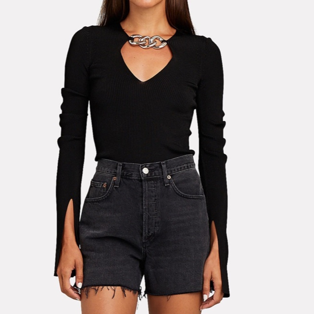 Alexander Wang Chain Trim Split Cuff Top Size S NWT